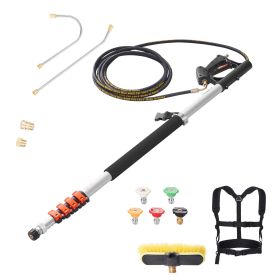 Pressure Washer Telescoping Wand, 18 ft, 4000 psi, Telescopic Spray Wand with Power Washer Extension Wands, Gutter Cleaner, Brush Head